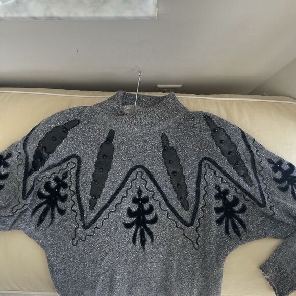 Vintage Tamblyn Silk Angora Knit Sweater Lizard Skin Appliqué Beads  Knit M - Picture 6 of 7